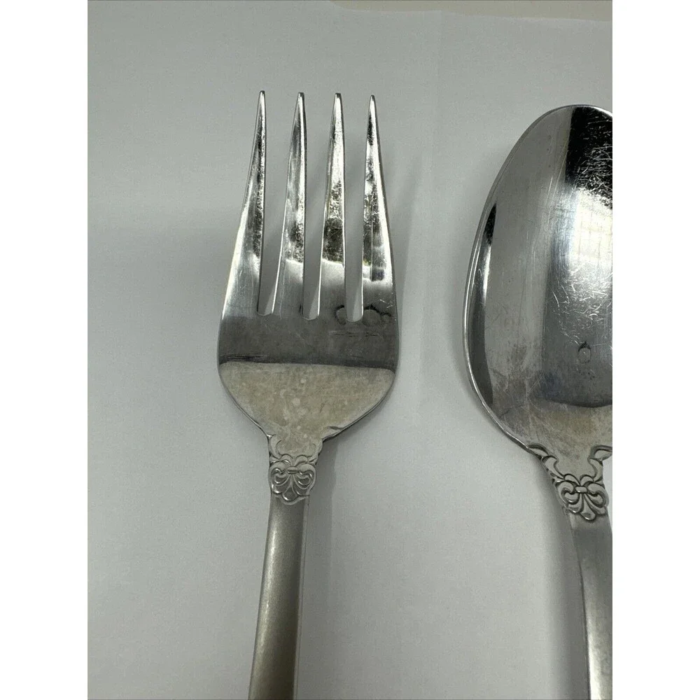 2pc Serving Pierced Fork & Serving Spoon Oneida PRINCETON 18/10 Stainless LOT 2